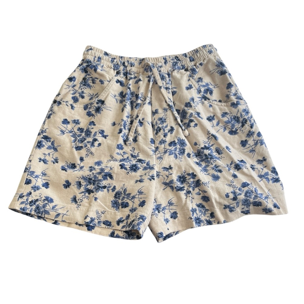 Vintage 90s Bill Blass High Rise Shorts Floral Print Linen Cotton Size Medium M - Picture 7 of 7